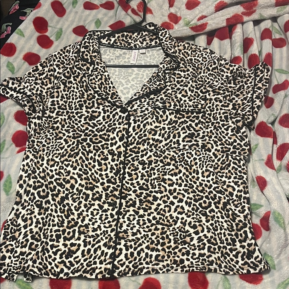 Leopard Print Pajama Top